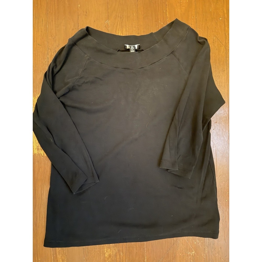 Jones New York Women's 3/4-Sleeve Top Black Size Large